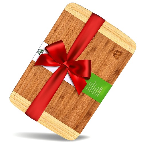 MH ZONE Two-Tone Bamboo Wood Cutting Board